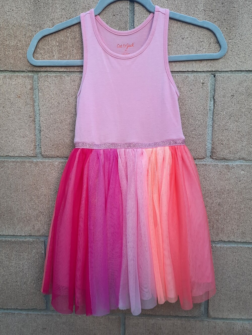 Cat & Jack Toddler Girl's Sleeveless Pink Tank Top Tutu Tulle Dress Size 5T